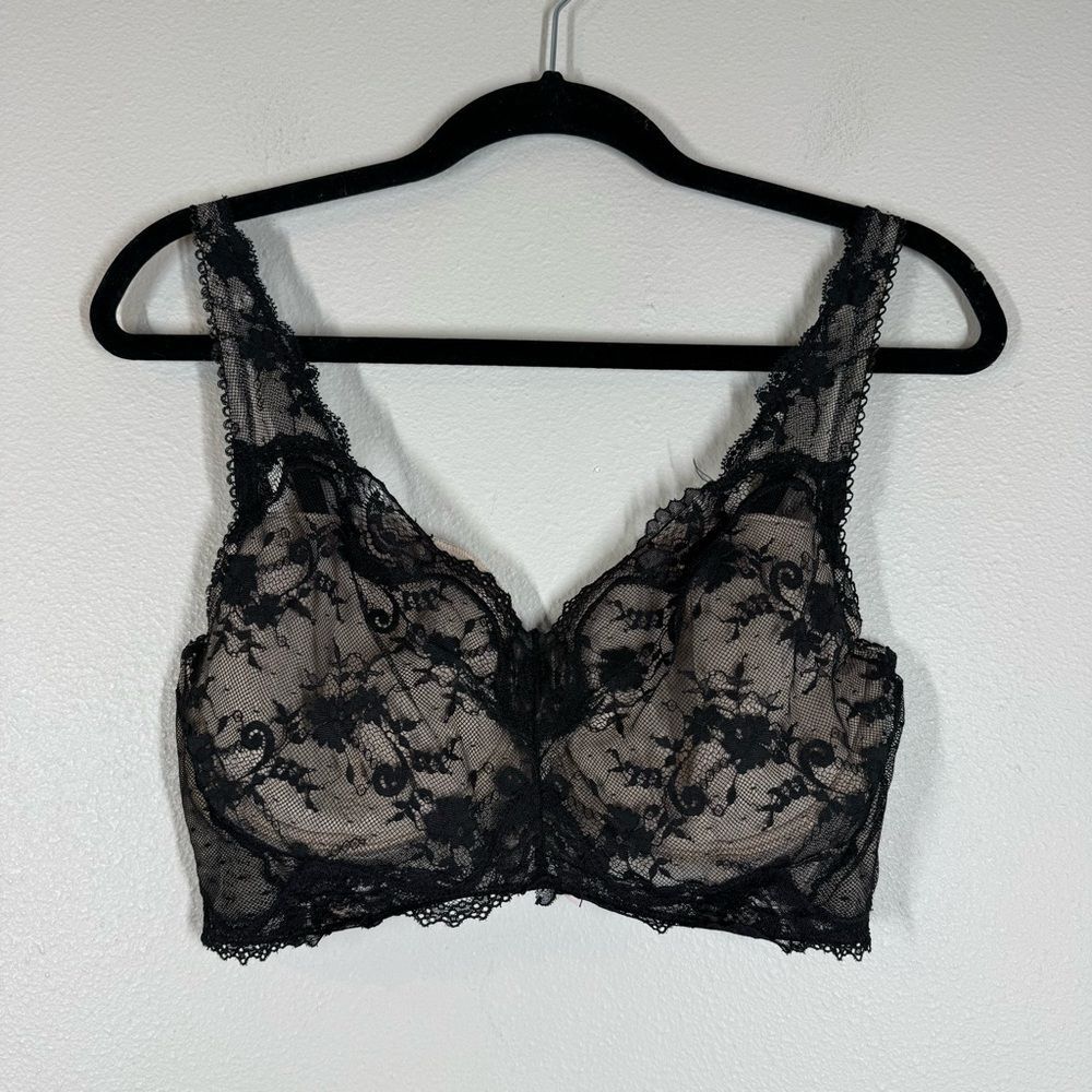 Victoria's Secret Dream Angels Lined Demi Bra Lace Long Line Nude Black 36DD